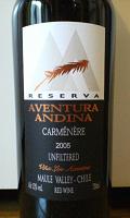 AVENTURA ANDINA CARMENERE 2005 RESERVA